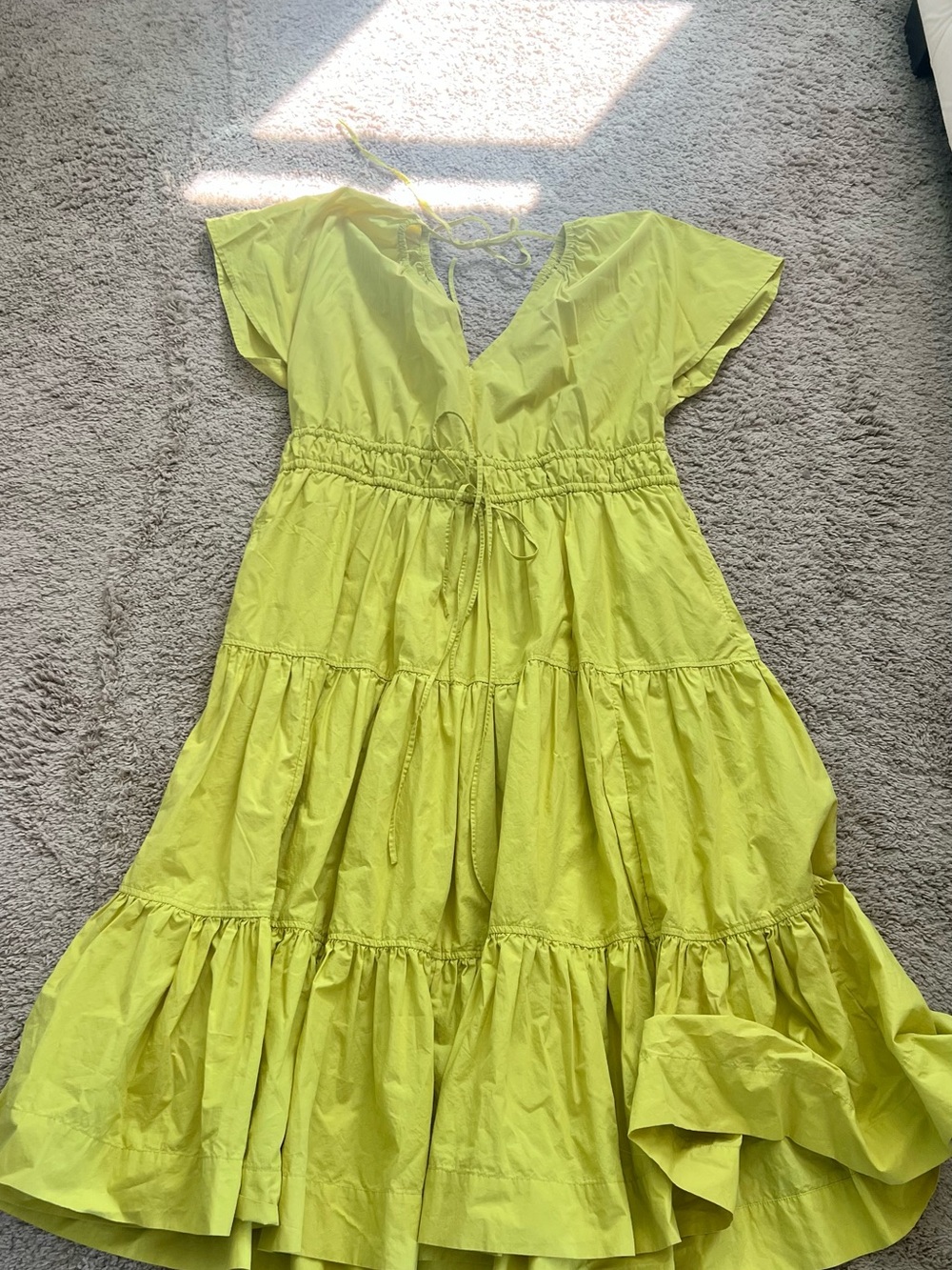Lime Green Tiered Maxi Dress with Drawstring Waist